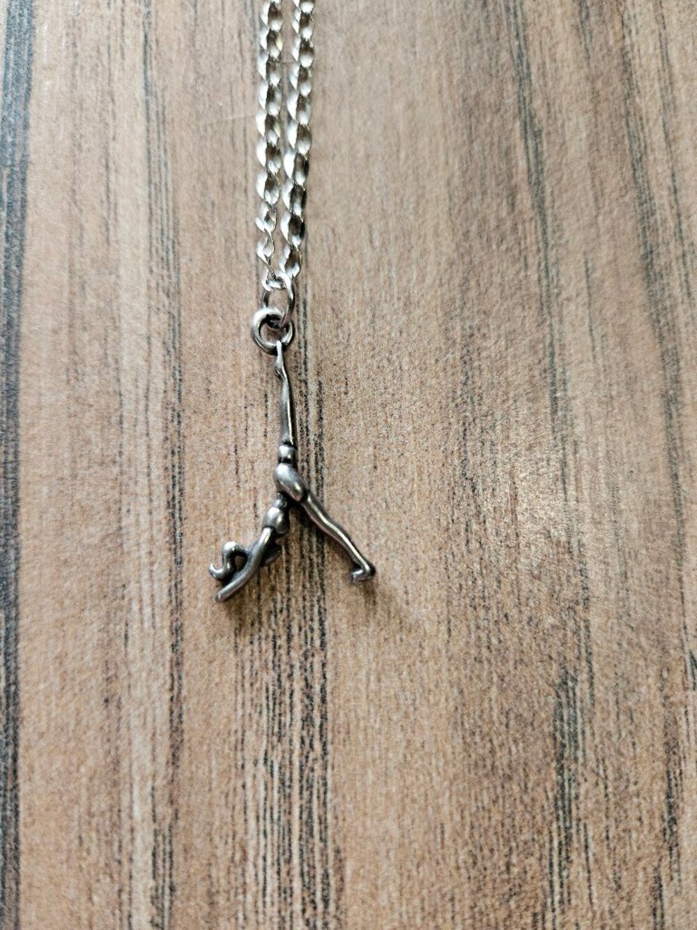 Silvertone Yoga Pose Pendant, 18" Chain, Lobster Claw Clasp